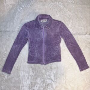 Vintage Necessary Objects Purple Velvet Zip-Up Jacket Size Small